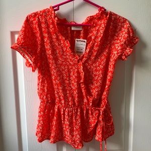 Large Sienna Sky red floral blouse